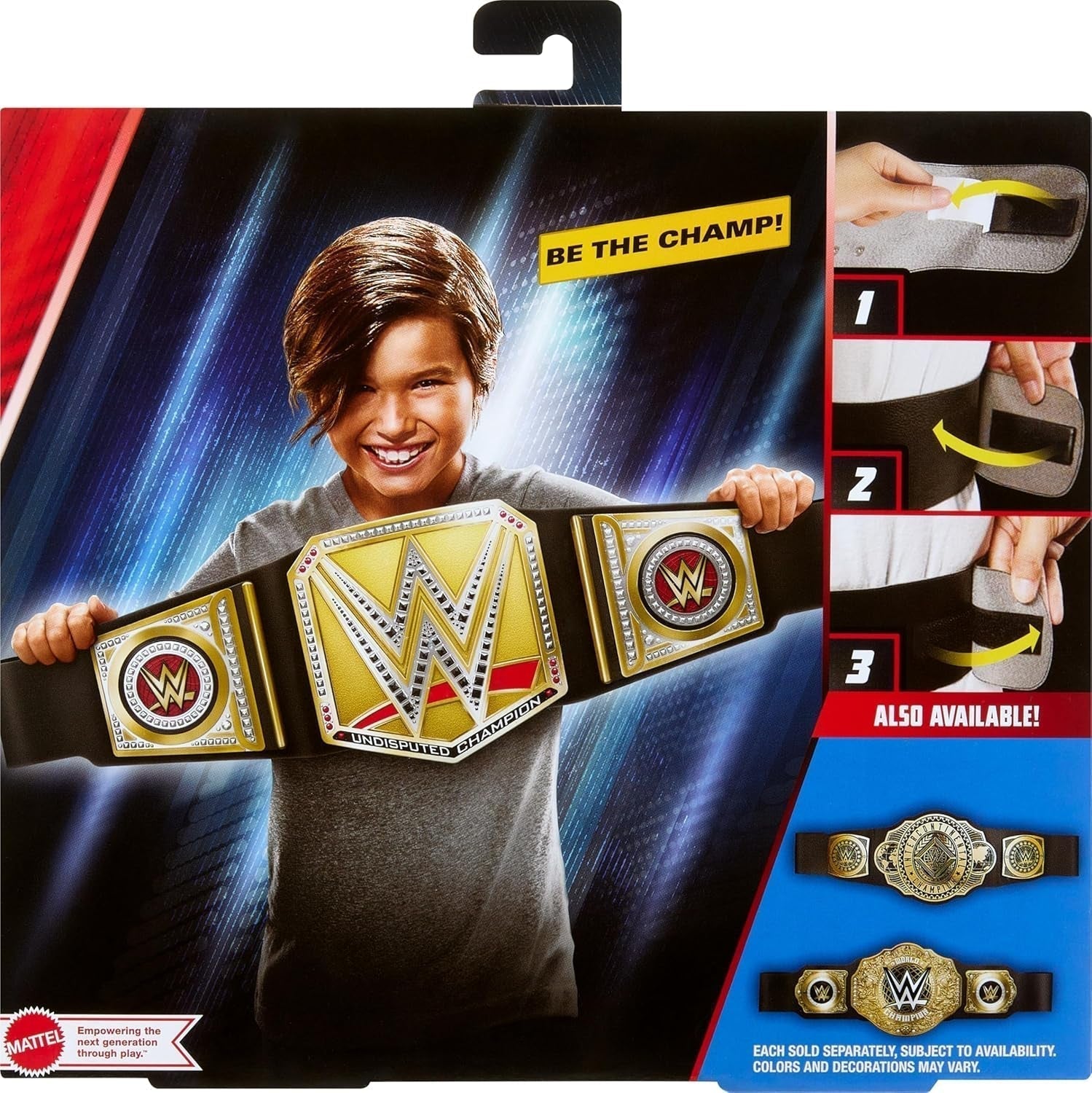 Mattel Mattel Pas mistrzowski WWE, niekwestionowane odgrywanie ról i kostium WWE Universal Championship, ok. Pasek ze sztucznej skóry o długości 100 cm z unikalnym dopasowaniem, figurki HYJ35 Naty Shop