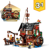 LEGO Creator Zestaw statku pirackiego 3 w 1, zabawka z 3 opcjami budowania, zbuduj piracką tawernę lub wyspę piratów Czaszki, zawiera 3 minifigurki do odgrywania przygód 31109 Zestawy do budowania Besuche den LEGO-Store