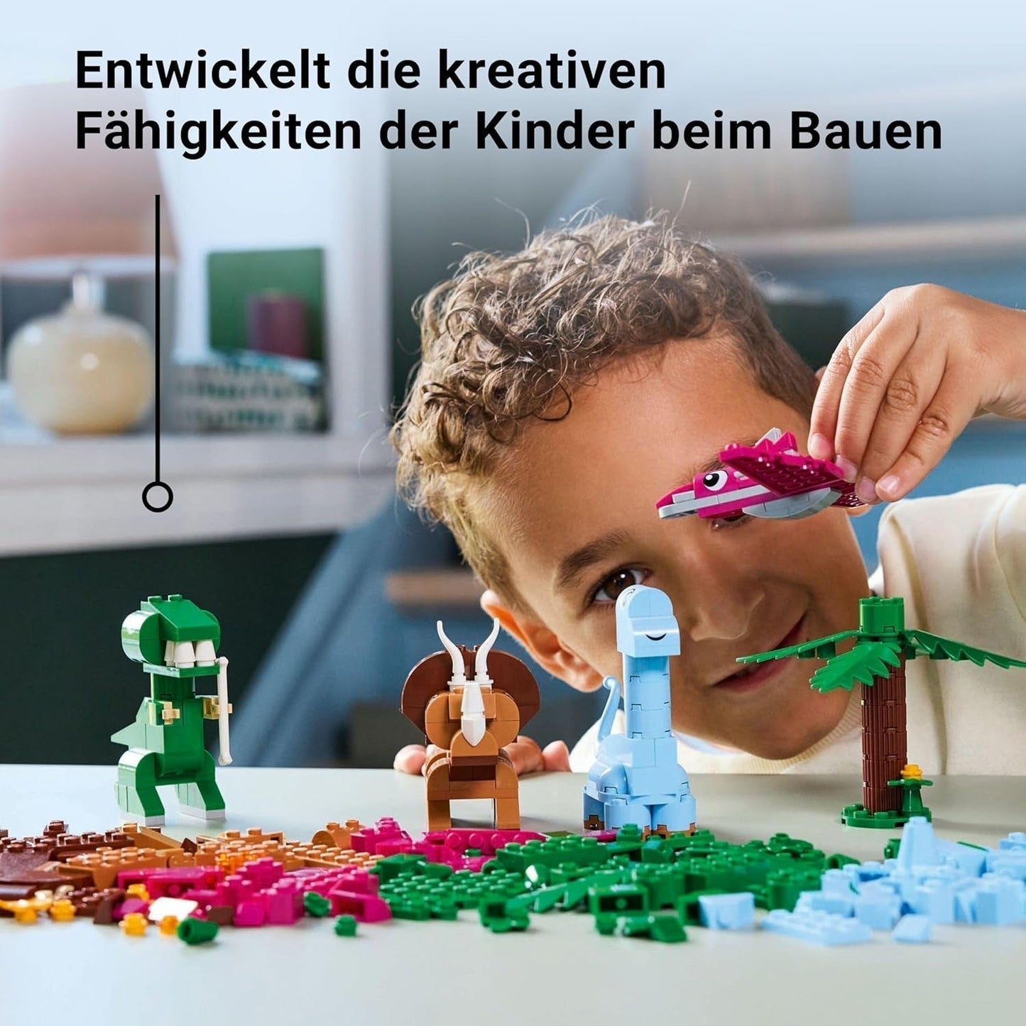 Zestaw LEGO Classic do budowania kreatywnych dinozaurów z modelami zwierząt i figurkami wykonanymi z klocków, pomysłowa zabawa, prezent dla chłopców i dziewcząt w wieku 5 lat, w tym T.Rex i Triceratops 11041 Zestawy do budowania Besuche den LEGO-Store