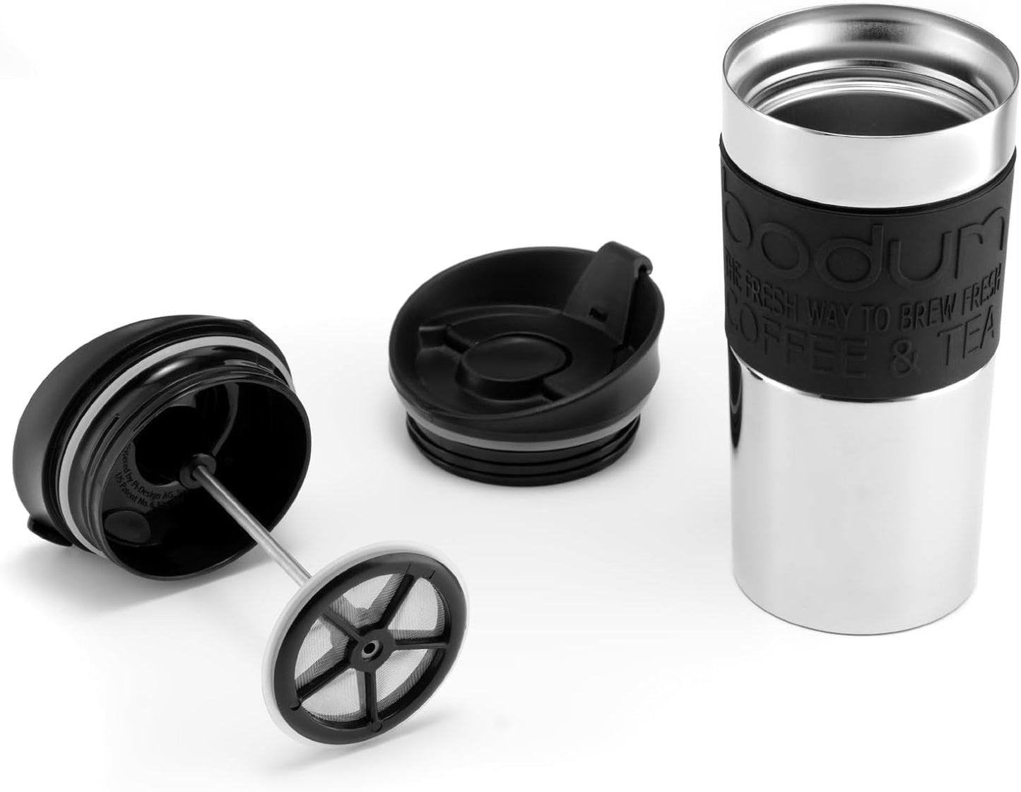 Bodum K11067-01 Prasa podróżna Czarny ekspres do kawy ze stali nierdzewnej z wymienną pokrywką 350ml