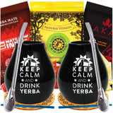 Yerba Mate Zestaw do herbaty dla dwojga 150G | Herbata Mate z guaraną i owocami | Herbata Yerba Mate w liściach sypkich | Kubek ceramiczny czarny matowy 350 ml | Stalowa słomka Bombilla Liza 19 cm