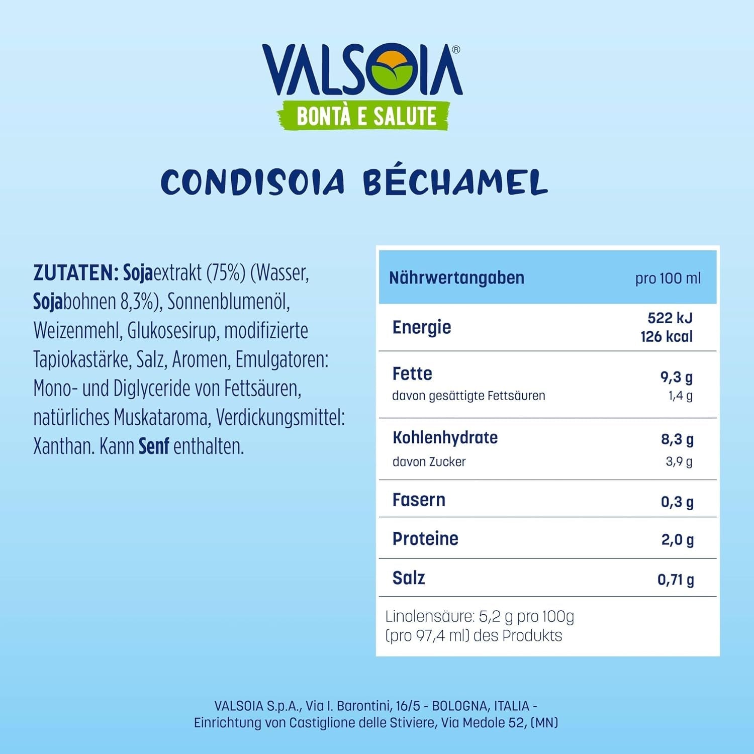 Odżywka beszamelowa, Beszamel bez laktozy, Uniwersalna w gotowaniu, Idealna dla wegan i wegetarian, 6 x 200 ml