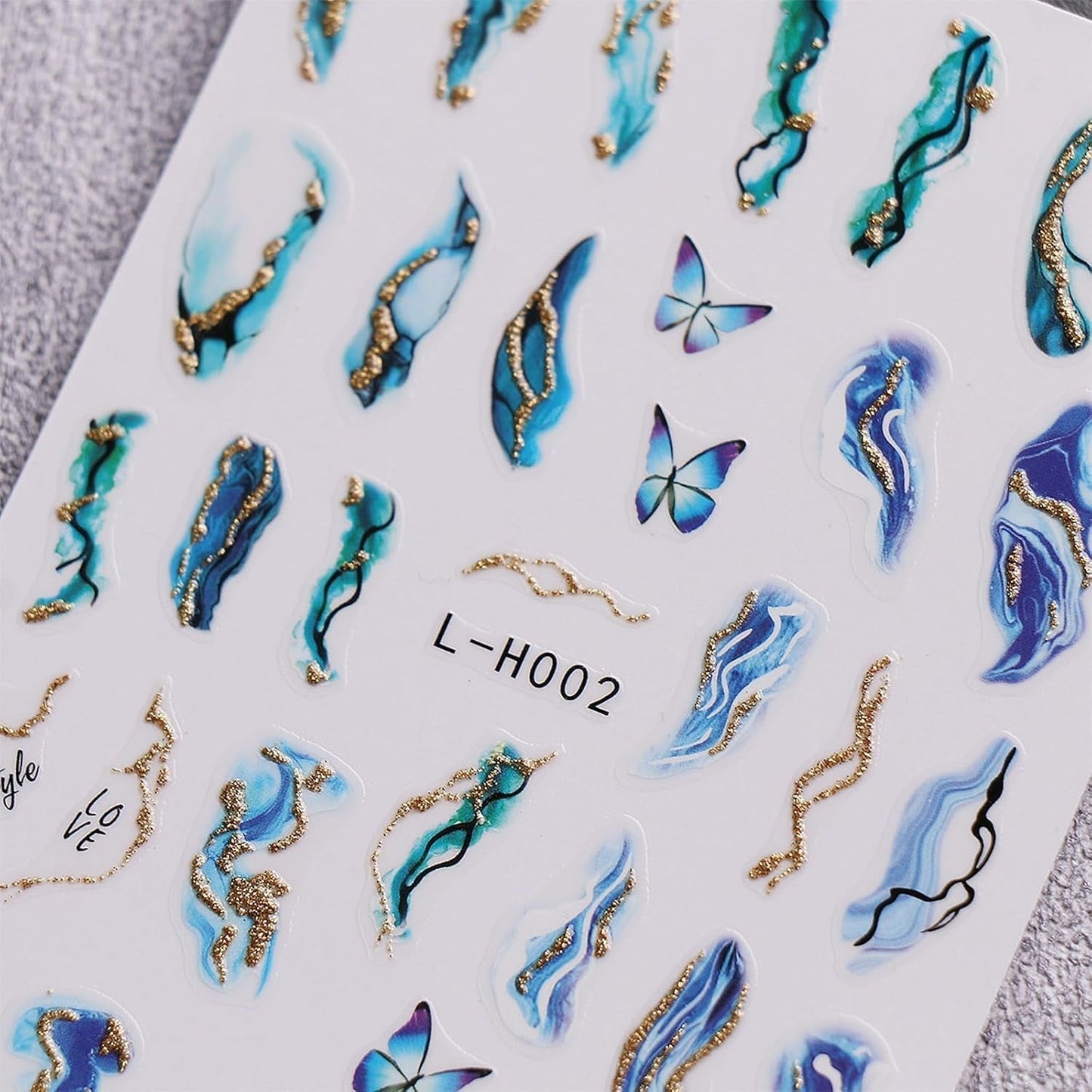 JMEOWIO Nagelsticker Marmor Französische Spitze 10 Blatt Nail Art Naklejka Selbstklebend Nagelaufkleber Bunt Dekoration Nageldesign Zubehör