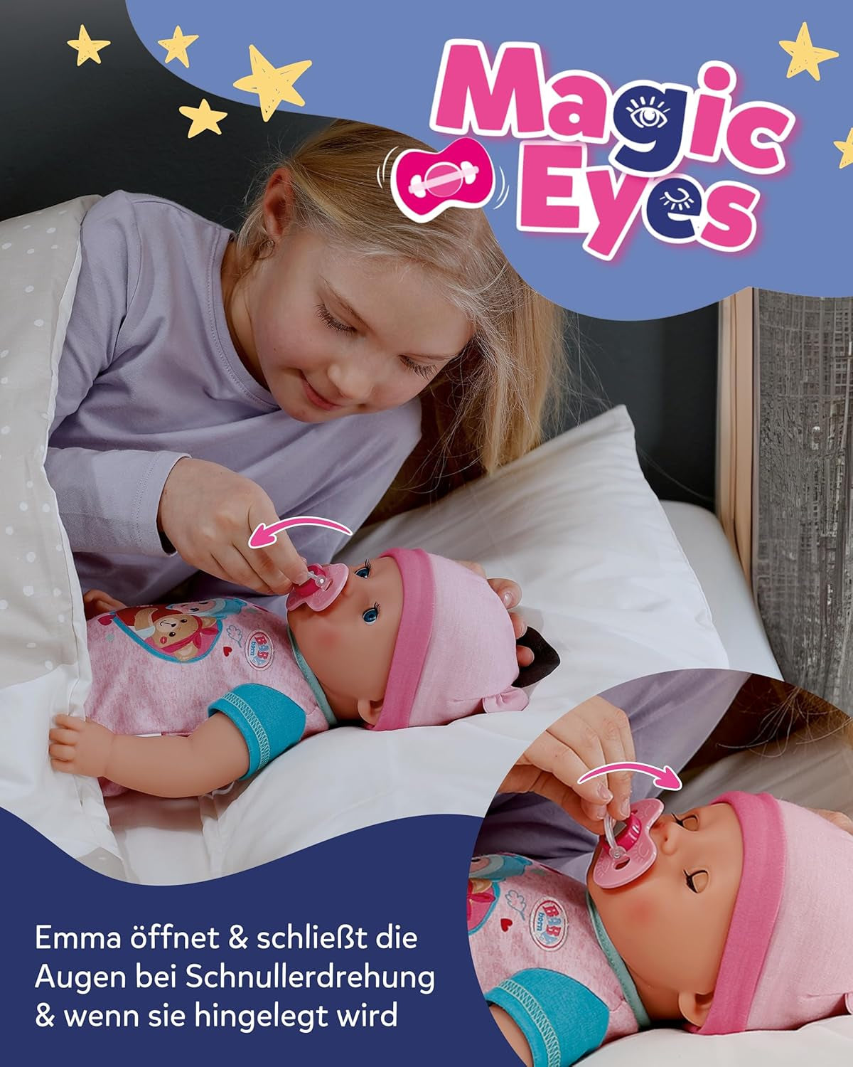 BABY Born Emma - laleczka bobas 43 cm - 10 funkcji, w tym akcesoria i materacyk - W pełni działa bez baterii - Odpowiednia dla dzieci w wieku od 3 lat