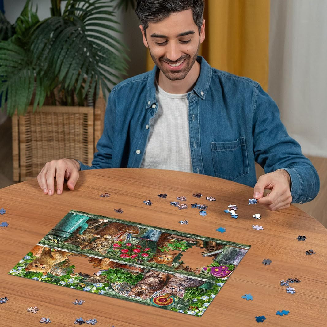 Ravensburger Puzzle 12000205 - Katzen Im Regal - 500-elementowe puzzle dla dorosłych i dzieci powyżej 10. roku życia, puzzle ze zwierzętami z motywem kota Puzzle Naty Shop