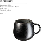 MĘSER Carellia 12-częściowy zestaw śniadaniowy - ceramika z Portugalii - glazura reaktywna - 4 talerze deserowe 23 cm, 4 miski 15 cm, 4 kubki do kawy 430 ml - można myć w zmywarce i kuchence mikrofalowej, szary