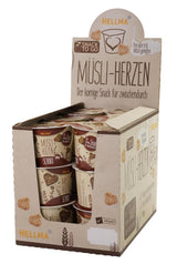 HELLMA Serduszka z Muesli i Czekoladą - 18 porcji po 30 g - Płatki Owsiane w kształcie serca oblane czekoladą, kubeczki na wynos