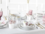 CreaTable, 24024, seria Square Orchid, 18-częściowy zestaw naczyń obiadowych dla 6 osób, porcelanowy serwis do kawy, można myć w zmywarce i używać w kuchence mikrofalowej, jakość produkcji