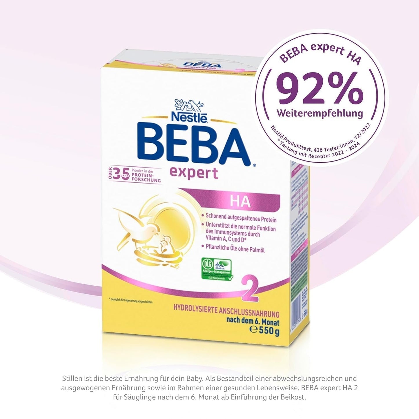 BEBA Expert HA 2 Mleko następne po 6 miesiącu, żywność dla dzieci z hydrolizatem białka, tylko laktoza, bez oleju palmowego, opakowanie 6 szt. (6 x 550 g) Naty Shop