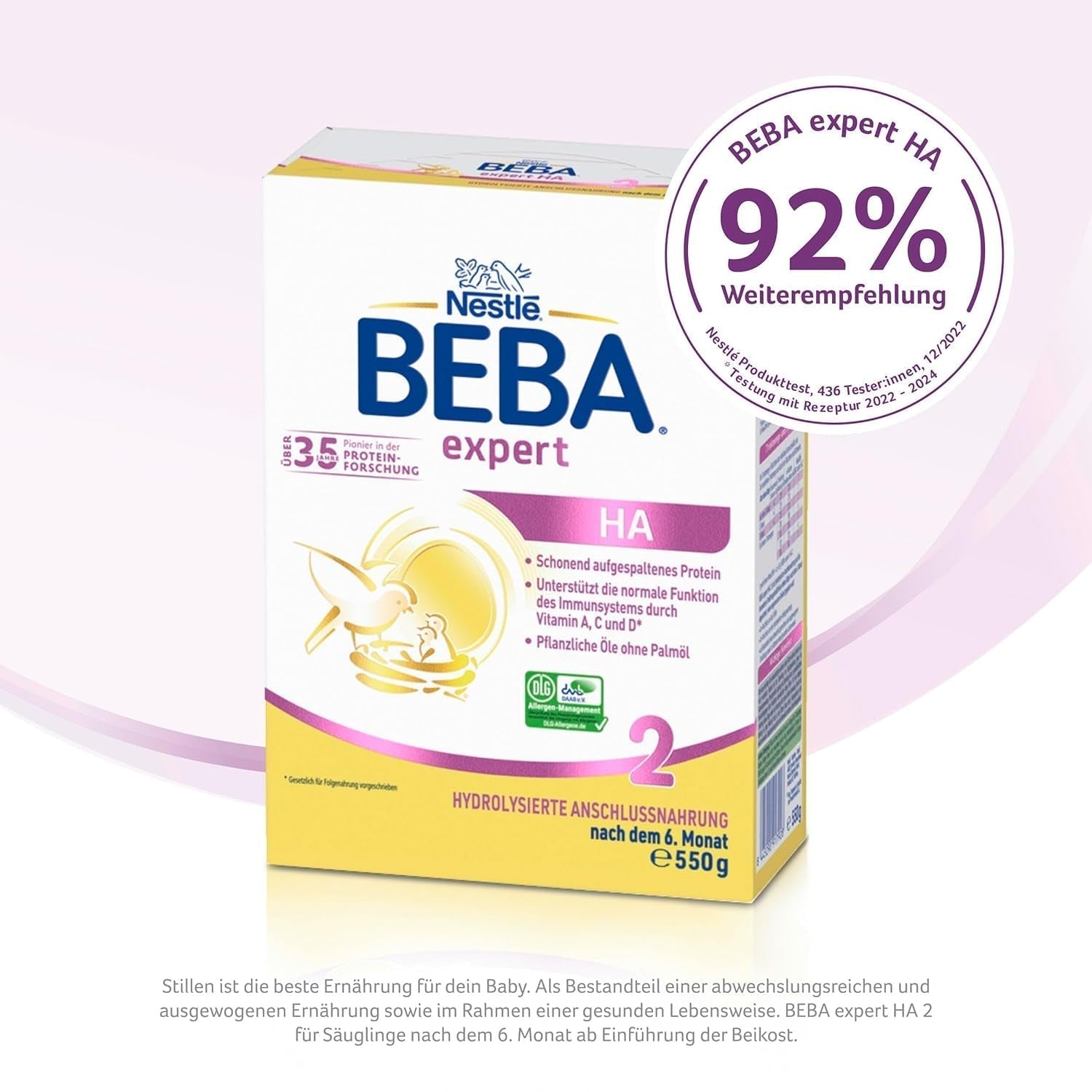 BEBA Expert HA 2 Mleko następne po 6 miesiącu, żywność dla dzieci z hydrolizatem białka, tylko laktoza, bez oleju palmowego, opakowanie 6 szt. (6 x 550 g) Naty Shop