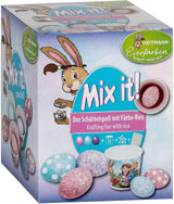 Heitmann Egg Dyes - Mix It Pastel - 3 płynne barwniki do jajek w kolorze różowym, turkusowym i fioletowym, kubek, ryż, szablony i rękawiczki - Łatwe farbowanie jajek