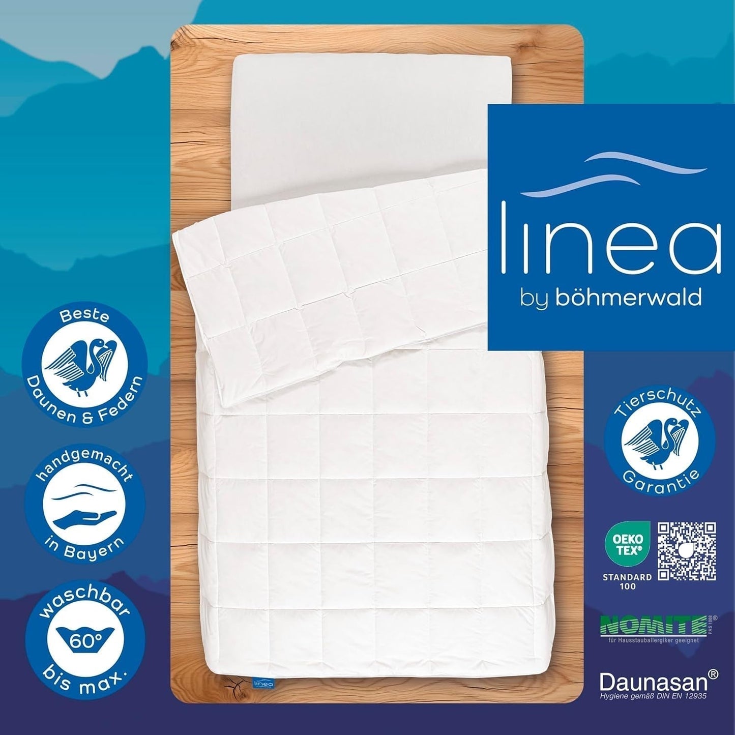 Allnights - Lekka, komfortowa kołdra 135X200 100% nowe pierze i puch, odpowiednia dla alergików, można prać w temperaturze do 60°C, wyprodukowana w Niemczech. Kołdry i kołdry Naty Shop
