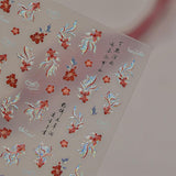 JMEOWIO 3D Nagelsticker Koi Fisch Nail Art Naklejka Selbstklebend Nagelaufkleber 5D Stereoskopisch Dekoration Nageldesign Zubehör 1 Blatt
