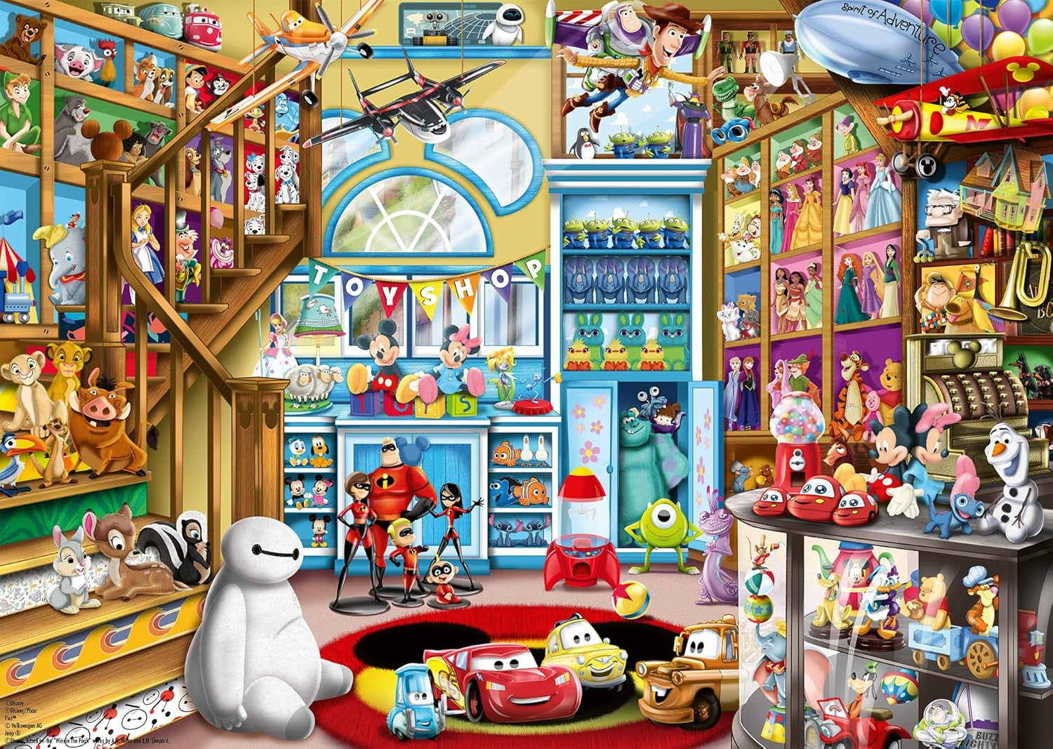 Puzzle Ravensburger 12000527 - W sklepie z zabawkami - Disney 1000 elementów puzzle dla dorosłych i dzieci od 14 lat Puzzle Naty Shop Retro