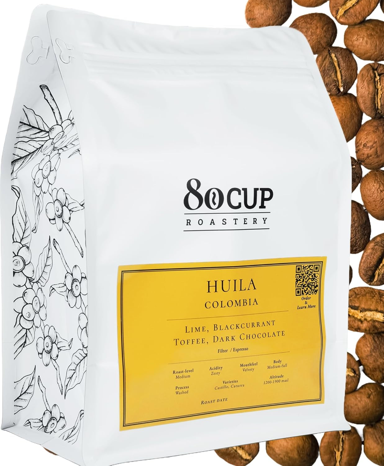 Palone na zamówienie ~ Najświeższe ziarna kawy specjalistycznej | Palarnia na 80 CUP | Kolumbia Huila, Single Origin (1kg) Spezialitäten Kaffeebohnen, Frisch Geröstet