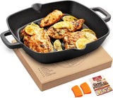 Żeliwna patelnia grillowa z uchwytem OVERMONT Garnki i patelnie Naty Shop Square 26Cm