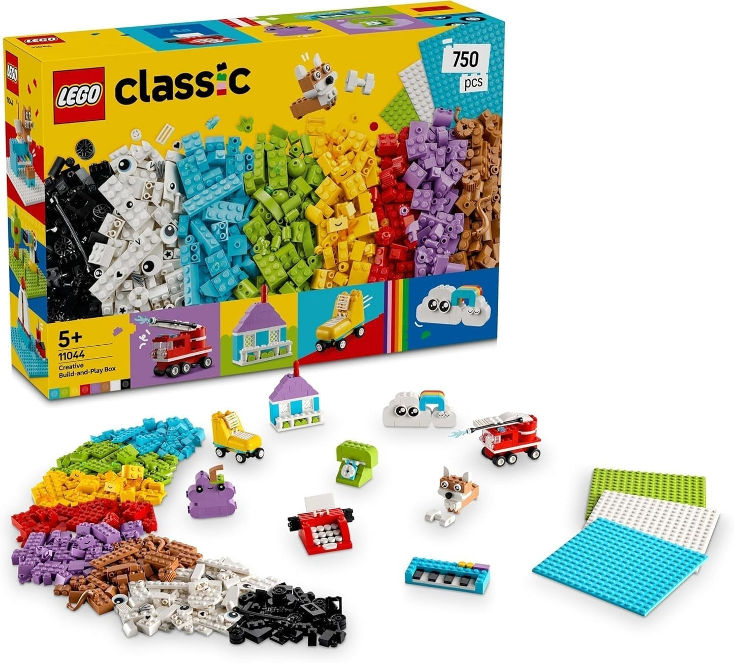 Kreatywny zestaw LEGO Classic do budowania i zabawy - zestaw z kolorowych klocków - zbuduj dom, psa, zabawny samochód, klawiaturę fortepianu i tęczę - zestaw do rękodzieła dla chłopców i dziewcząt od 5 lat Zestawy do budowania Besuche den LEGO-Store Domyślny tytuł