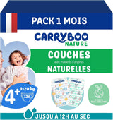 - Rozmiar pieluszki 4+ 9-20 kg – Ökologische Babywaidern – natürliche Babypflege, hipoallergen, ohne Parfüm und auslaufsicher – hermestellung we Francji – 126 pieluszek jednorazowych – 1 miesiąc