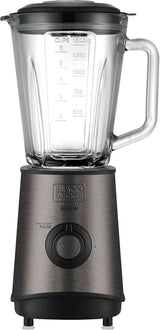 BLACK+DECKER Mikser stojący | 500W | 2 prędkości | Funkcja impulsu | Glaskrug | 1,5 l | Edelstahlmesser Mit 4 Klingen | Herausnehmbar Und Leicht Zu Reinigen | Kuchnia Weiß Und Grau Naty Shop 800W Edelstahl