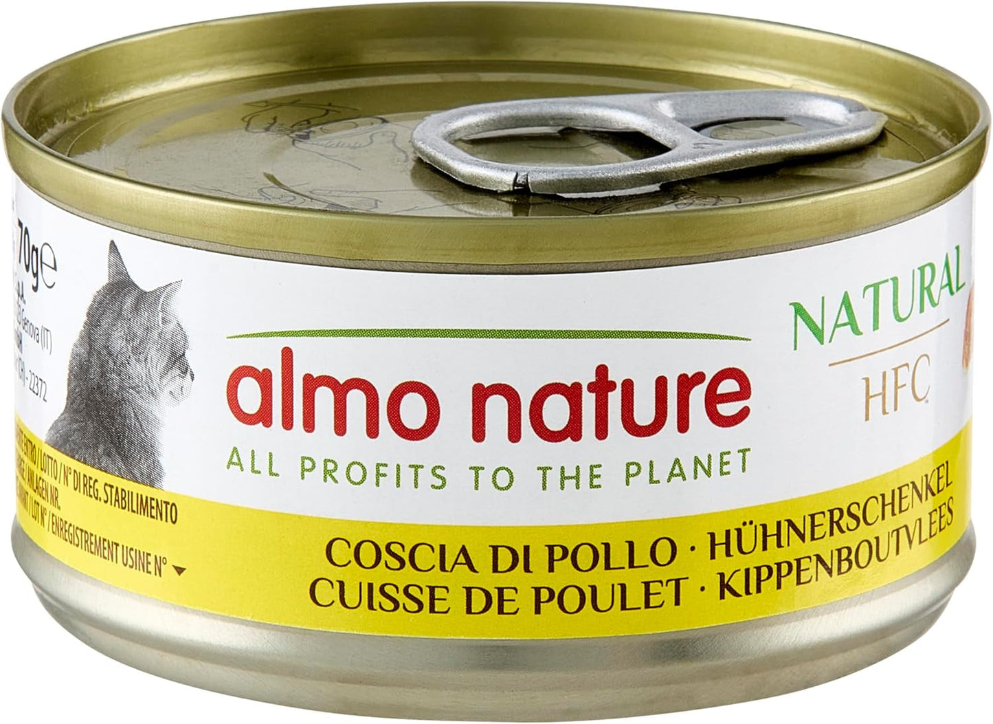 Almo Nature HFC Mokra naturalna karma dla kotów - udka z kurczaka, opakowanie 24 szt. (24 x 70 g)