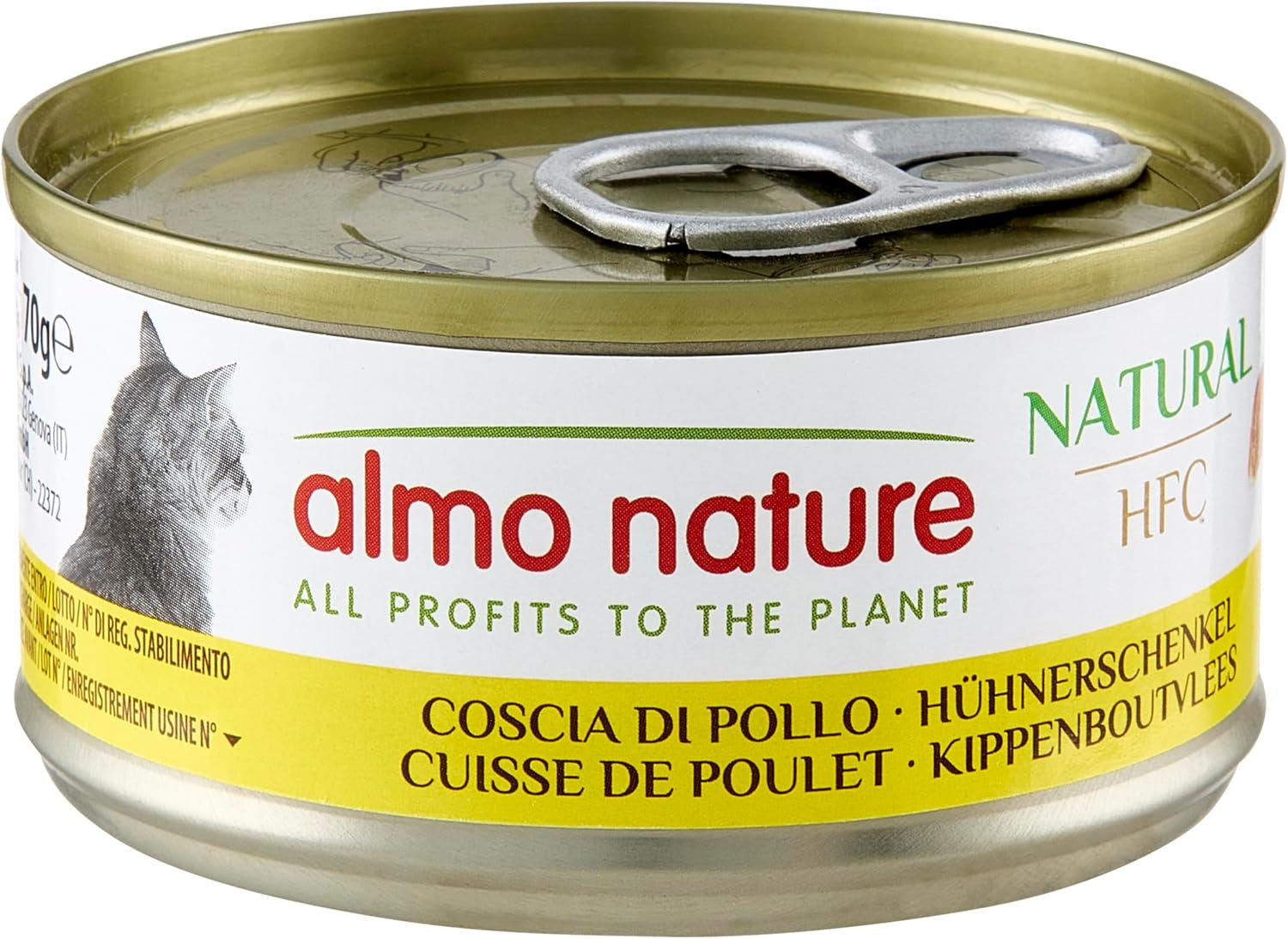 Almo Nature HFC Mokra naturalna karma dla kotów - udka z kurczaka, opakowanie 24 szt. (24 x 70 g)