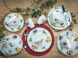 CreaTable, 16999, seria Flora ORCHARD, 16-częściowy zestaw naczyń obiadowych dla 4 osób, serwis porcelanowy, można myć w zmywarce i używać w kuchence mikrofalowej, wyprodukowano w Europie