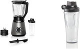 Mikser stojący Bosch Vitapower Serie 4 MMB6174SN, wersja Verbesserte, Hochwertige Edelstahl-Klingen, 1,5L Glasbehälter, 0,6L To-Go-Flasche, Spülmaschinenfeste Teile, 30.000 U/Min, 1200 W, Silber Bucatarie Naty Shop Bundle Mit Flasche 0,6 l 2 w 1, Neu Mit 10 Jahre Motorgarantie