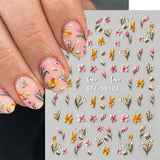 JMEOWIO 3D Nagelsticker Blumen Frucht Nail Art Naklejka Selbstklebend Nagelaufkleber 5D Stereoskopisch Dekoration Nageldesign Zubehör 4 Blatt