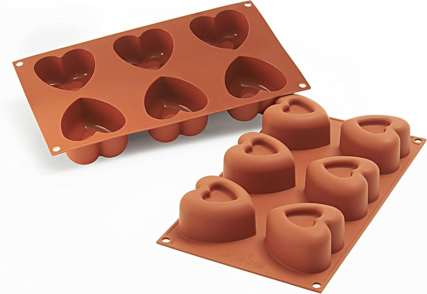Silikomart 20.036.00.0060 SF 036, Serce kuchenne Naty Shop L (69,5 x 72 mm, głębokość 39,5 mm. Pojemność: 6 x 125 ml) Sf124 Passion, 6 x nacięte serca