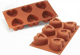 Silikomart 20.036.00.0060 SF 036, Serce kuchenne Naty Shop L (69,5 x 72 mm, głębokość 39,5 mm. Pojemność: 6 x 125 ml) Sf124 Passion, 6 x nacięte serca