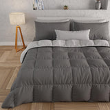 PETTI Artigiani Italiani - Kołdra zimowa na łóżko podwójne, maxi, monochromatyczna, dwustronna, biała, szara, 100% Made in Italy Kołdry i kołdry Naty Shop Szary Rozmiar łóżka 120-130X200: [Kołdra 220 X 260 Cm]