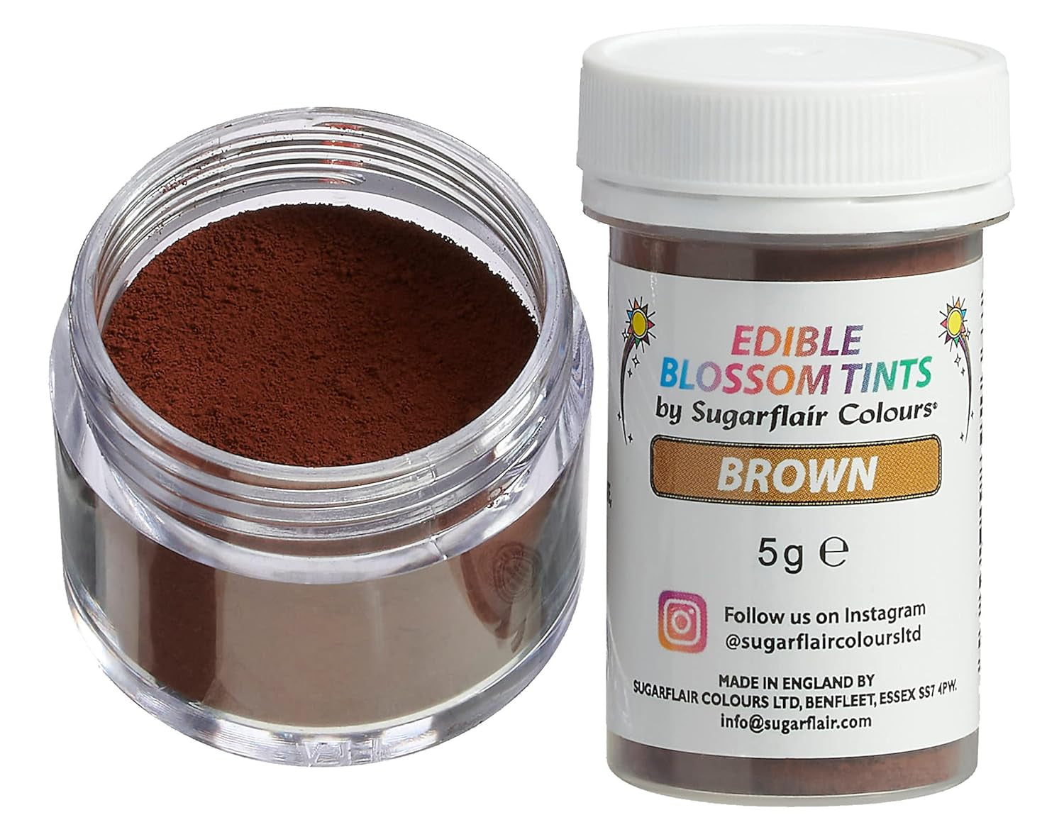 Sugarflair Blossom Tint Dust Brown - Barwnik spożywczy w proszku do dekoracji ciast, fondantów, lukrów, czekolady, kremu maślanego, makaroników i nie tylko - 5G