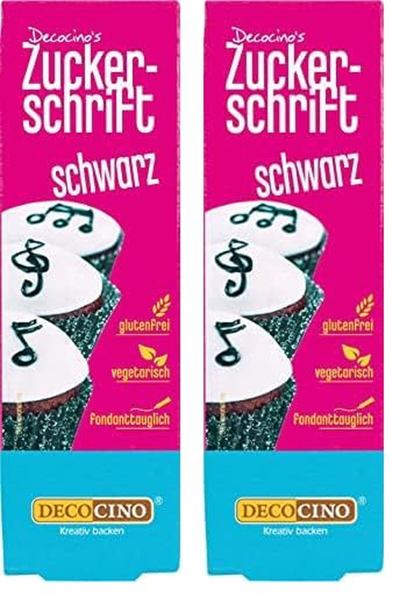 Napis Decocino Red Sugar - Napis do barwienia żywności - Praktyczna tuba do etykietowania kremówki i lukru - Ozdoby do pieczenia ciast, ciast i babeczek! (zestaw 2 szt.)