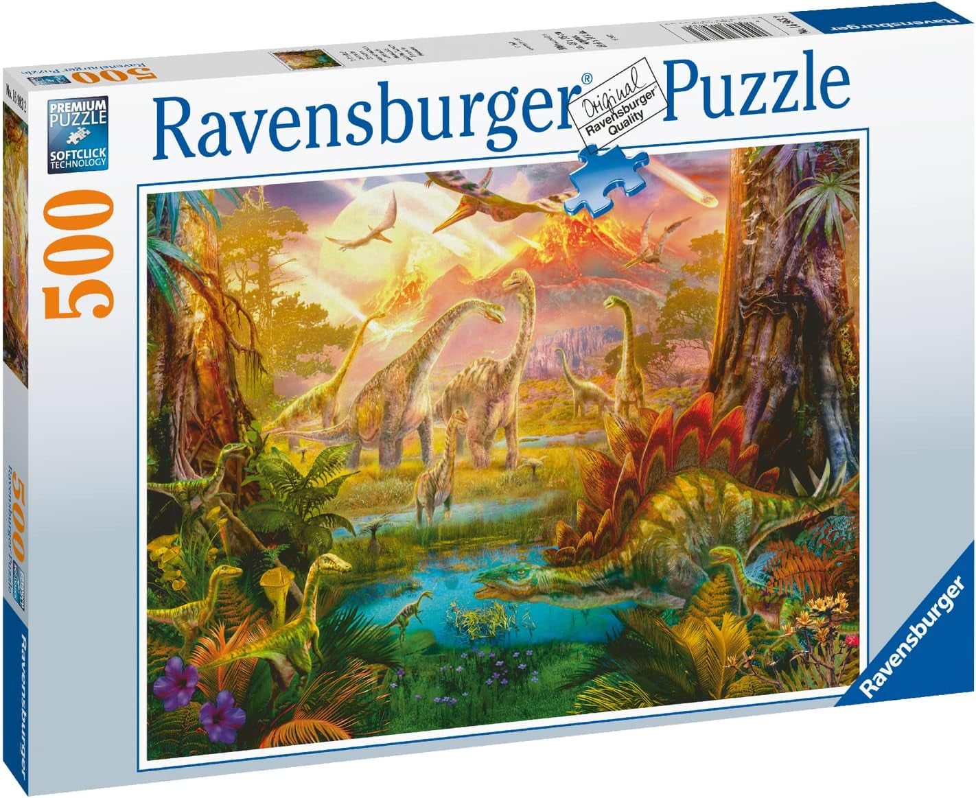 Ravensburger Puzzle 16983 - Dinoland - 500-elementowe puzzle dla dorosłych i dzieci powyżej 10 lat, puzzle z dinozaurami Puzzle Naty Shop