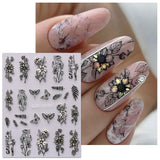 JMEOWIO 6 Blatt 3D Nagelsticker Frühlings Blume Nail Art Naklejka Selbstklebend Nagelaufkleber 5D Stereoskopisch Bunte Sommer Blumen Dekoration Nageldesign Zubehör