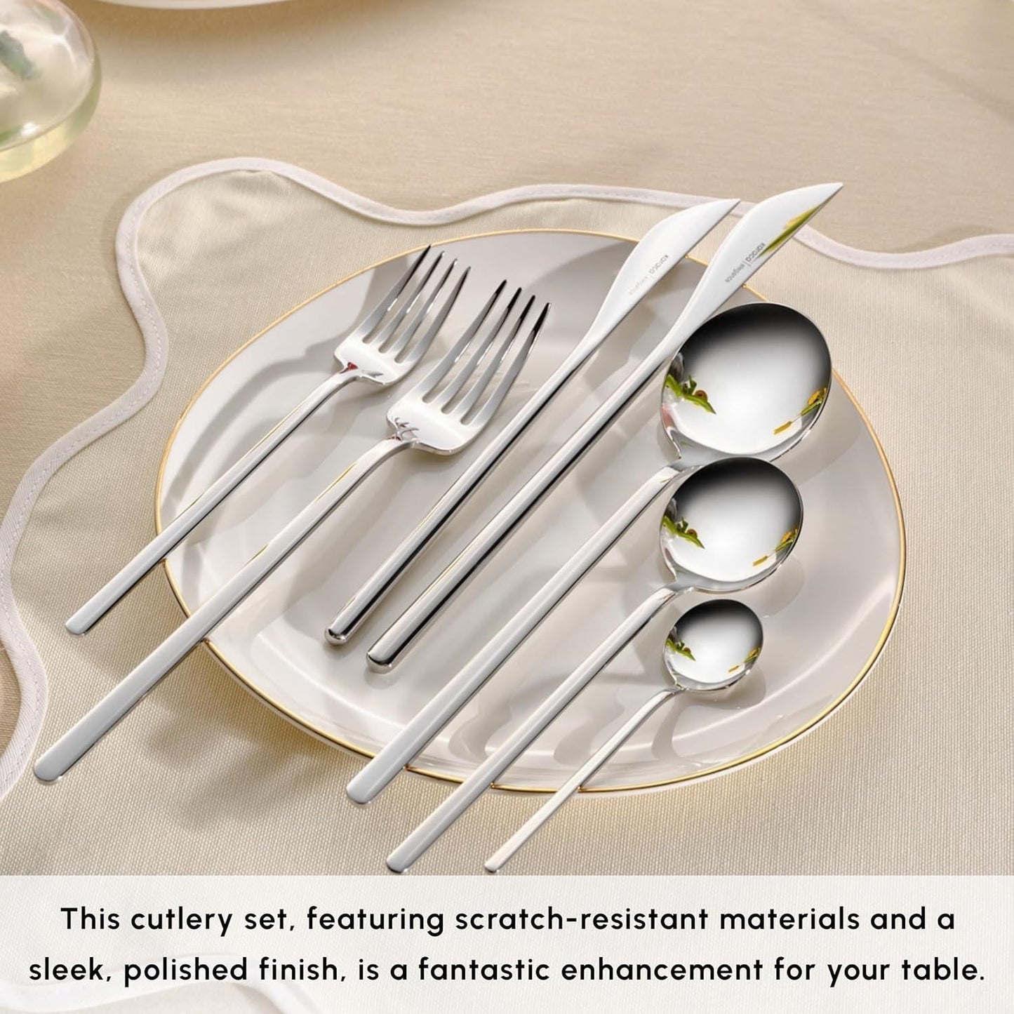 Karaca Focus Elegance, 84-częściowy zestaw sztućców, 12 osób Kitchen Naty Shop