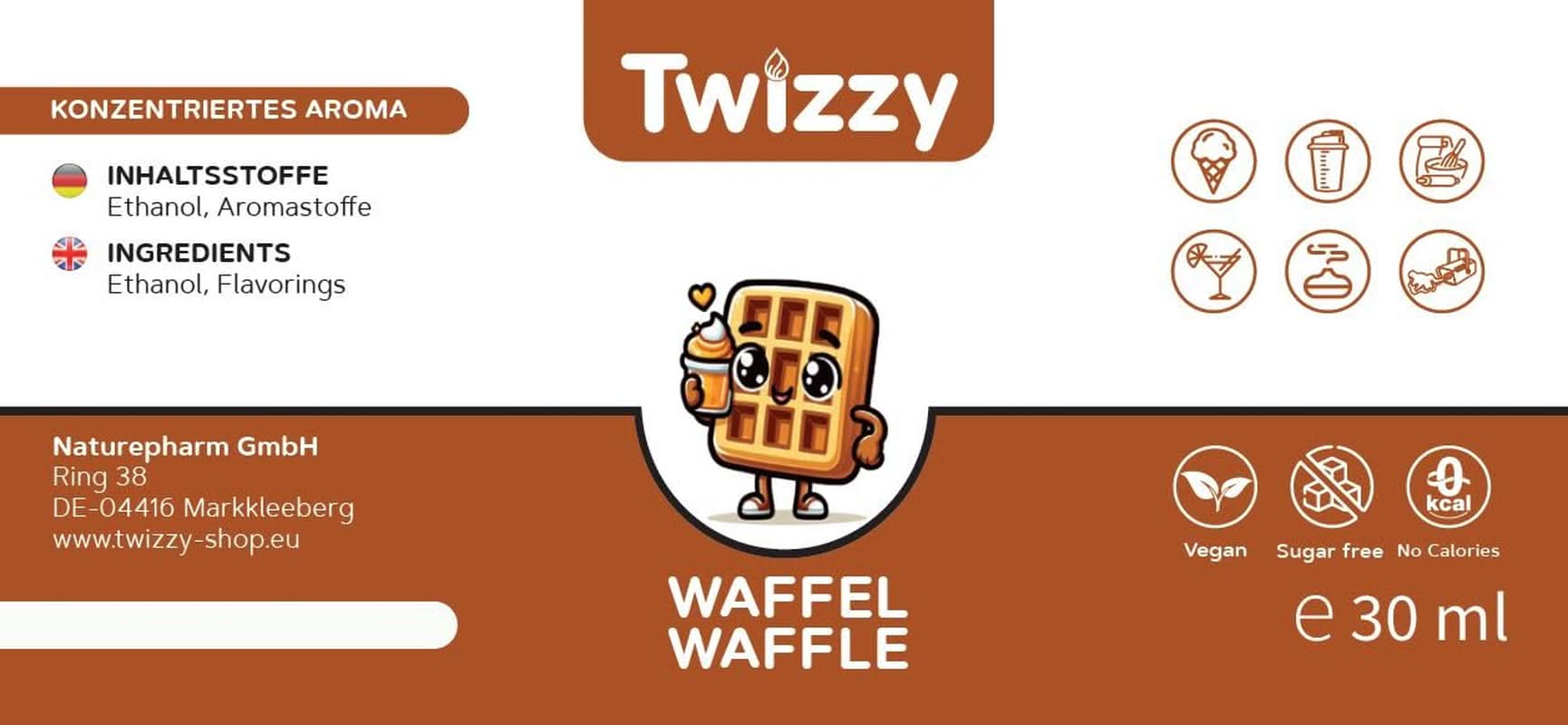 Aromat spożywczy Twizzy Waffle - 30 ml - Intensywny aromat - Idealny do wypieków Arome Naty Shop
