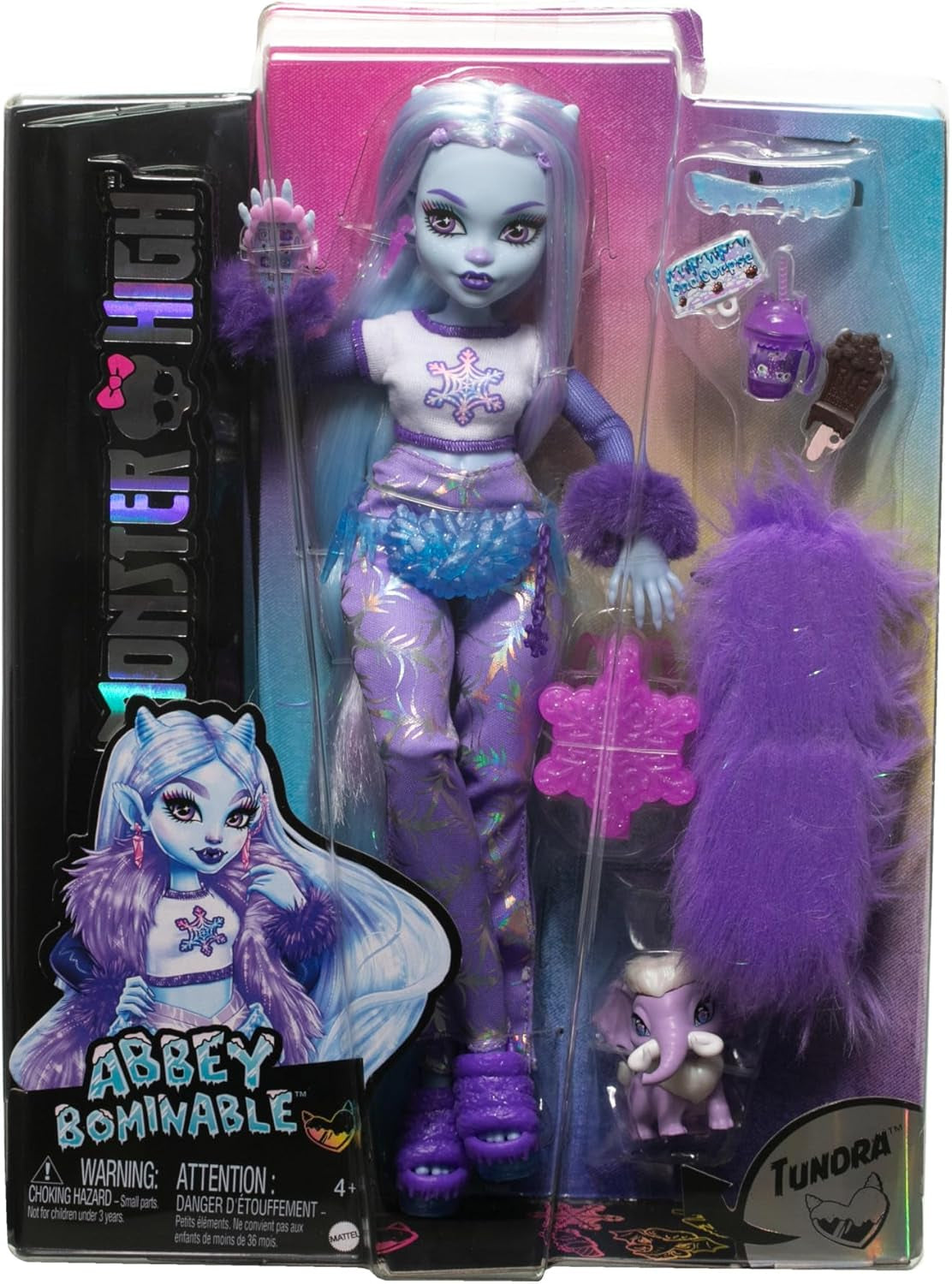 Monster High Abbey Bominable Yeti z mamutowym zwierzakiem i akcesoriami - Straszny wygląd płatka śniegu dla dzieci w wieku 4+, lalki HNF64 Naty Shop