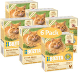 Bozita Tetra Sterylizowane kawałki w sosie z dużą ilością kurczaka - 6 x 370g Mokra karma dla kotów bez ziaren i cukru - Bez GMO, z 8,5% białka i 4,5% tłuszczu - Wysoka jakość i wyjątkowo smaczna