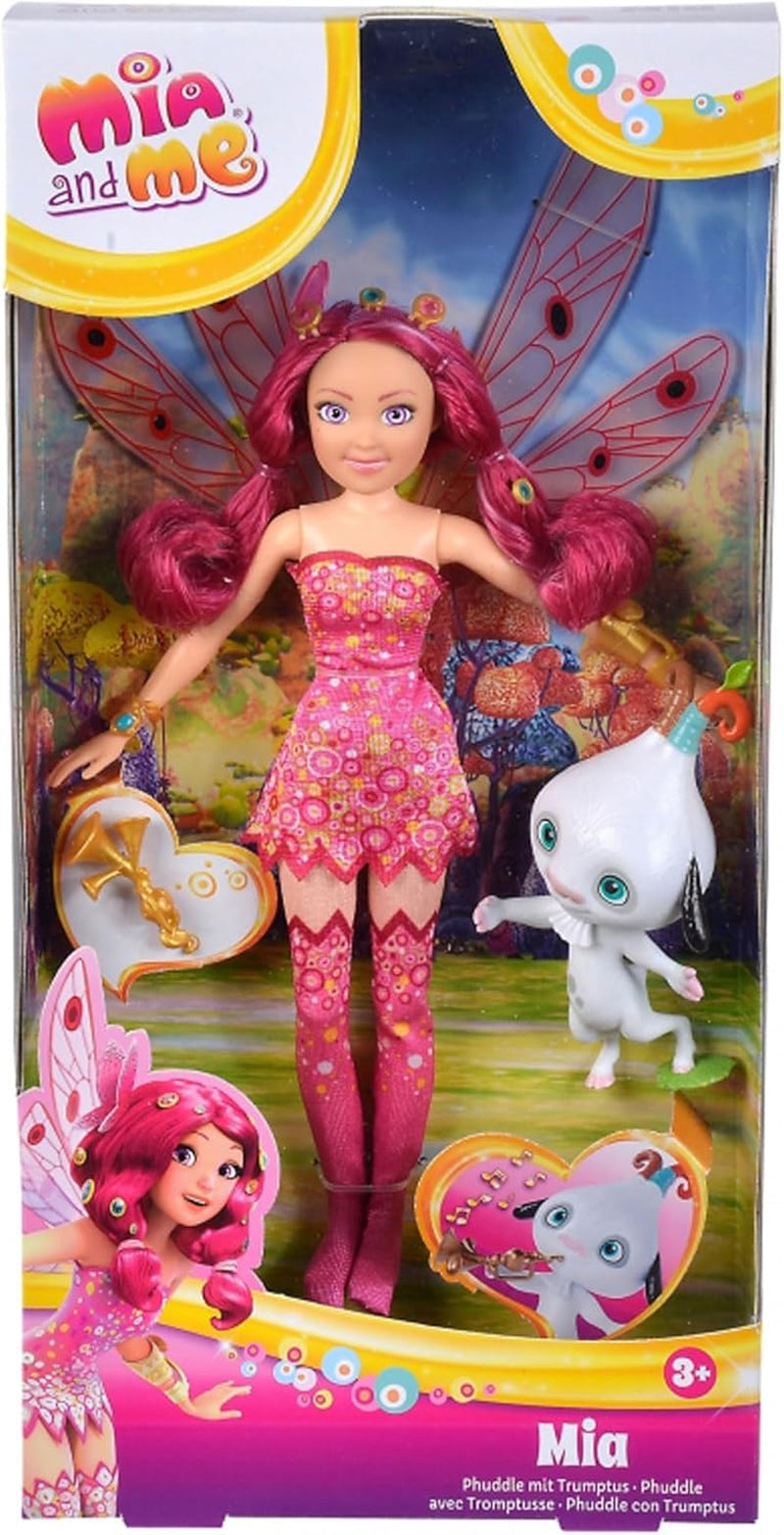 Simba 109483042 Lalka Mia i ja, Phuddle z Trumptusem, Elf z ruchomymi skrzydłami i nogami, 6 spinek do włosów, 2 bransoletki, wiek powyżej 3 lat, wielokolorowy, 23 cm