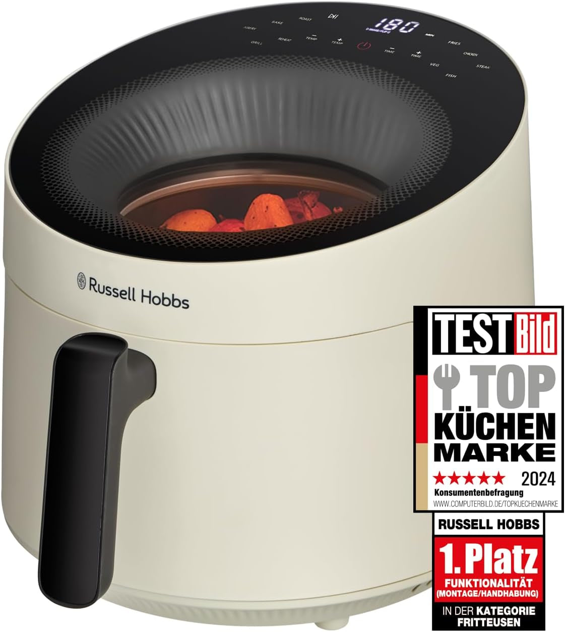 Russell Hobbs Airfryer, 5 litrów, 10 programów, okienko AGD Naty Shop Cream