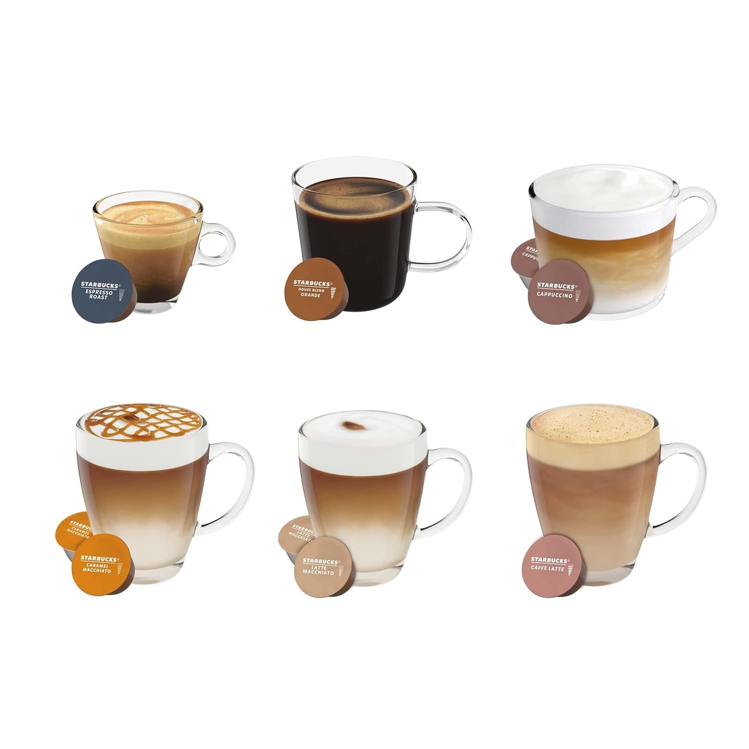 STARBUCKS Probierset, zestaw mieszanych kubków marki Nescafé Dolce Gusto Kaffeekapseln 6 x 12 (72 Kapseln) - Exklusiv w Amazon