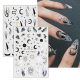 Jmeowio Nagelsticker Mond Stern Sonne 9 Blatt Nail Art Naklejka Selbstklebend Nagelaufkleber Bunte Dekoration Nageldesign Zubehör