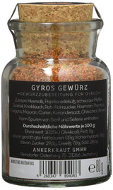 Ankerkraut Gyros, Gewürzmischung für Gyros, egal ob aus der Pfanne oder vom Grill, mit Zwiebel, Knoblauch, Majeranek, Kminek, Piment und Mehr, 80 g im Korkenglas