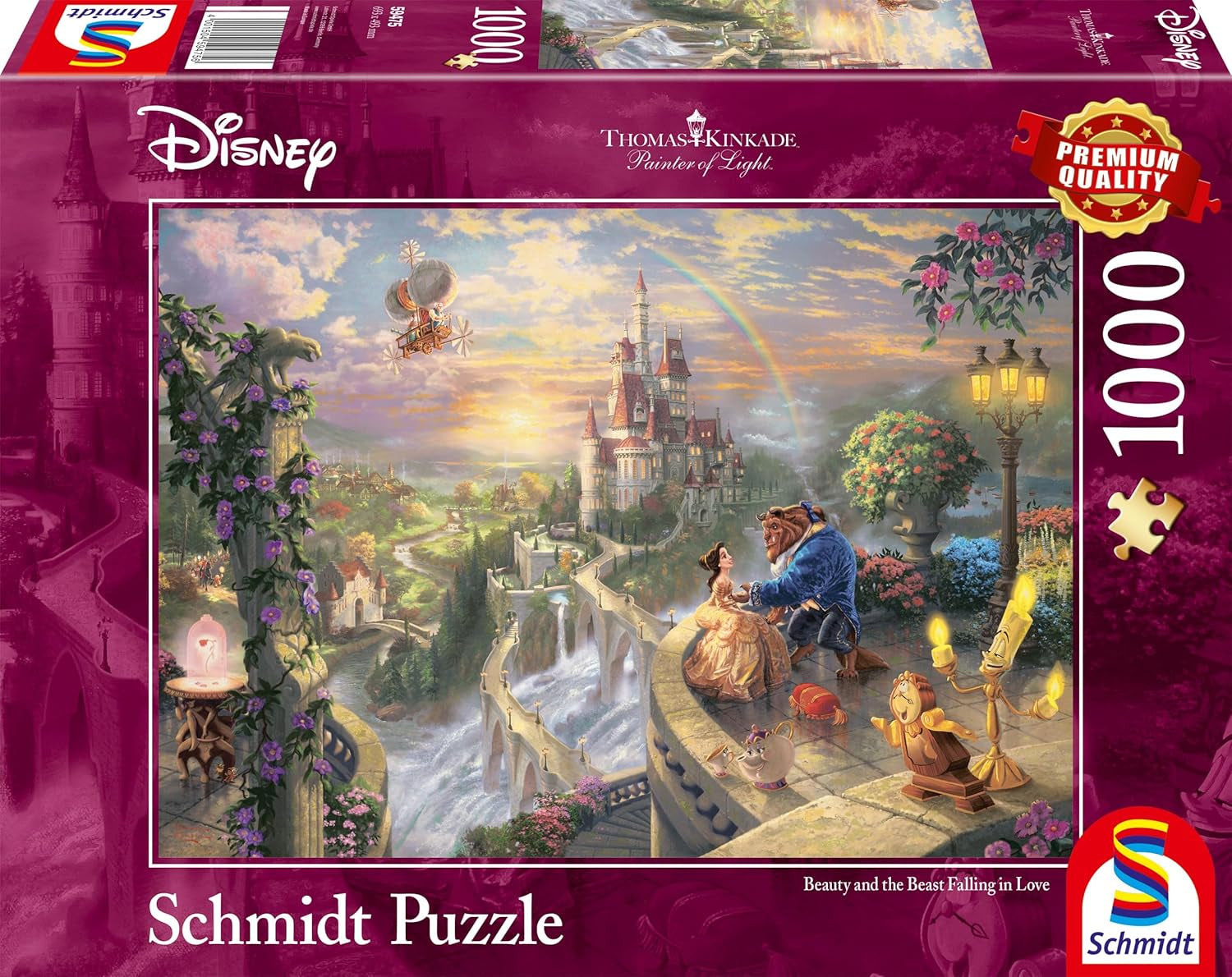 Schmidt Spiele Puzzle 59475 - Thomas Kinkade, Piękna i Bestia Disneya, 1000 elementów Puzzle [wyłącznie w Amazonie] Puzzle Naty Shop Domyślny tytuł