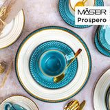 Zestaw do kawy Prospero Premium dla 4 osób, jakość restauracji, 12-częściowy nowoczesny serwis do kawy w unikalnym stylu vintage, trwała porcelana, niebieski