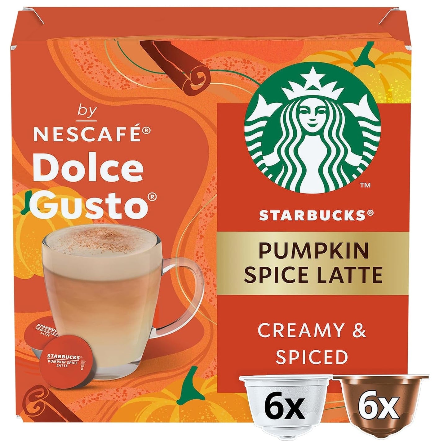STARBUCKS Pumpkin Spice Latte marki Nescafé Dolce Gusto, Dunkle Röstung, Kaffeekapseln 6 x 12 (72 Kapseln)