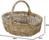 Rattanowy kosz na kwiaty Dehner z rączką, ok. 46 x 39 x 18 cm, tkanina rattanowa, szaro-brązowy