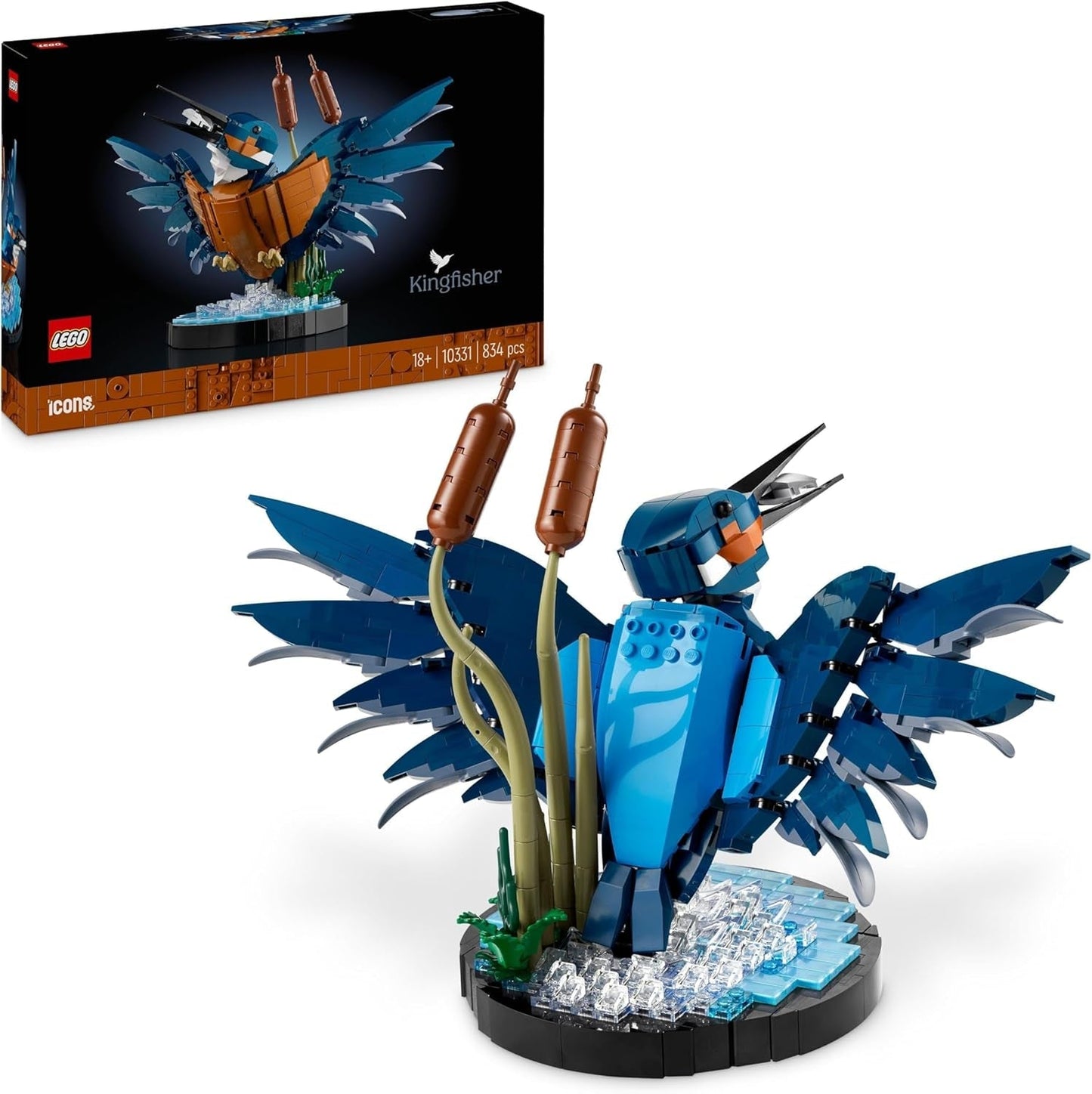LEGO Icons Zestaw do budowania modelu zimorodka dla dorosłych, figurka ptaka do salonu lub biura, dekoracje domu i biura, prezent dla miłośników ptaków i ornitologów, kobiet i mężczyzn 10331 Zestawy do budowania Besuche den LEGO-Store Single