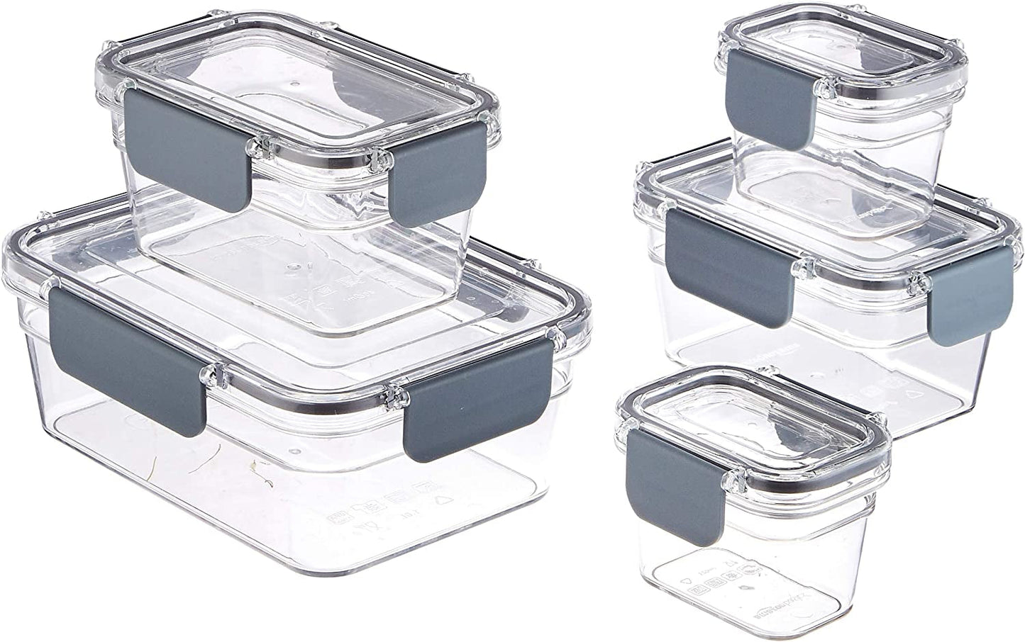 Amazon Basics Tritan puszka utrzymująca świeżość z zamknięciem, 11 szt. (11 pudełek + 11 pokrywek), przezroczyste Pudełka do przechowywania żywności Naty Shop Opakowanie 10 szt.